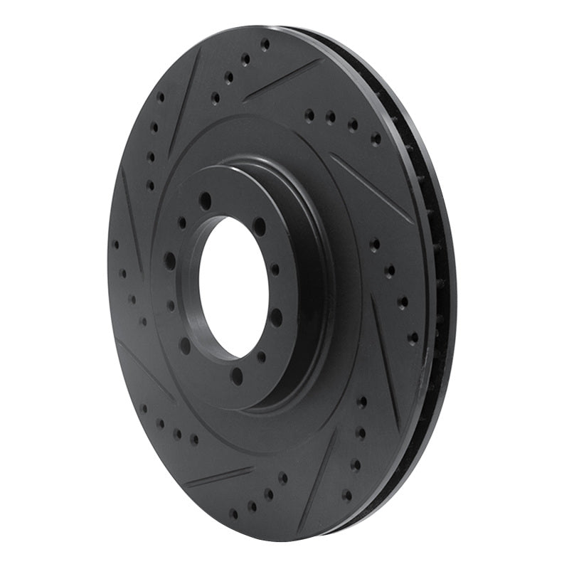 R1 98-04 Mitsubishi Montero Front Left Drilled & Slotted Black Brake Rotor