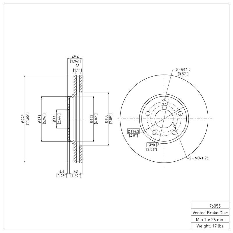 R1 99-07 Lexus ES300 Front Brake Rotor