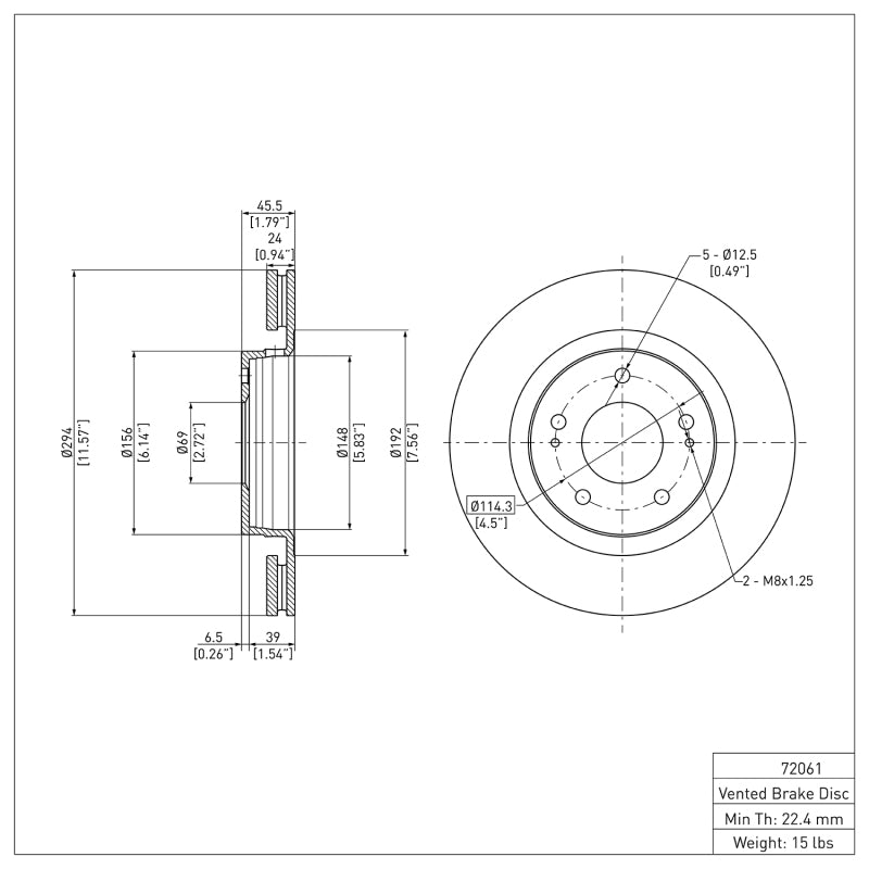R1 05-22 Mitsubishi Outlander Front Brake Rotor
