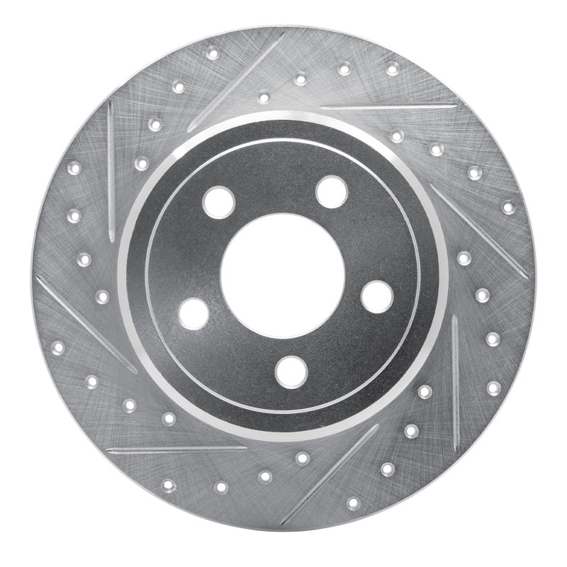 R1 05-23 Chrysler 300 Rear Left Drilled & Slotted Silver Brake Rotor