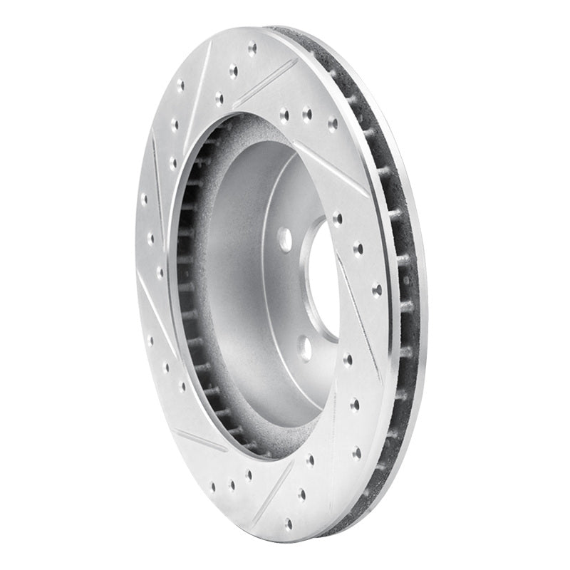 R1 82-90 Ford Mustang Rear Right Drilled & Slotted Silver Brake Rotor