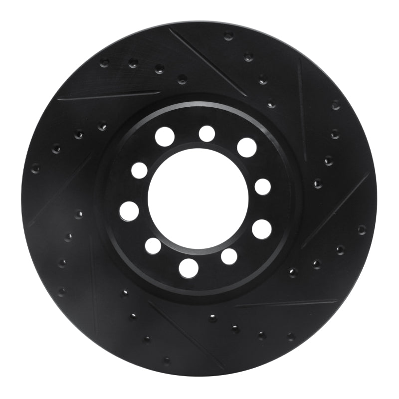 R1 85-91 Mercedes-Benz 300SD Front Right Drilled & Slotted Black Brake Rotor