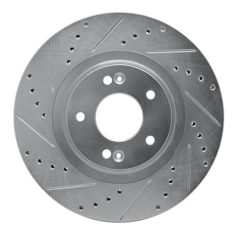 DFC 13-20 Hyundai Santa Fe Front Left Drilled & Slotted Silver Brake Rotor