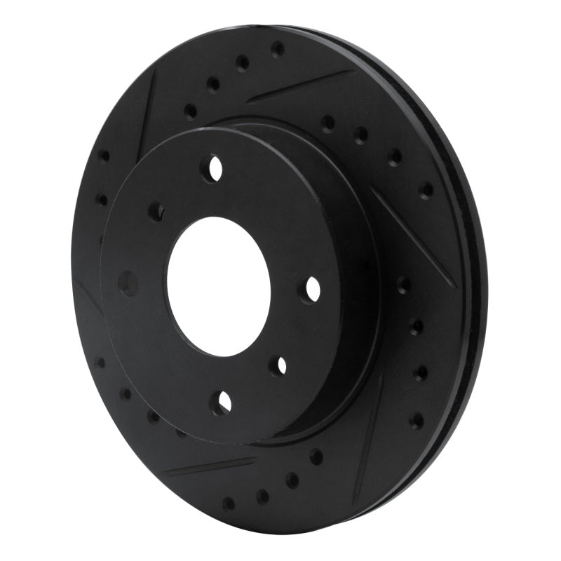 R1 89-96 Nissan 240SX Front Left Drilled & Slotted Black Brake Rotor
