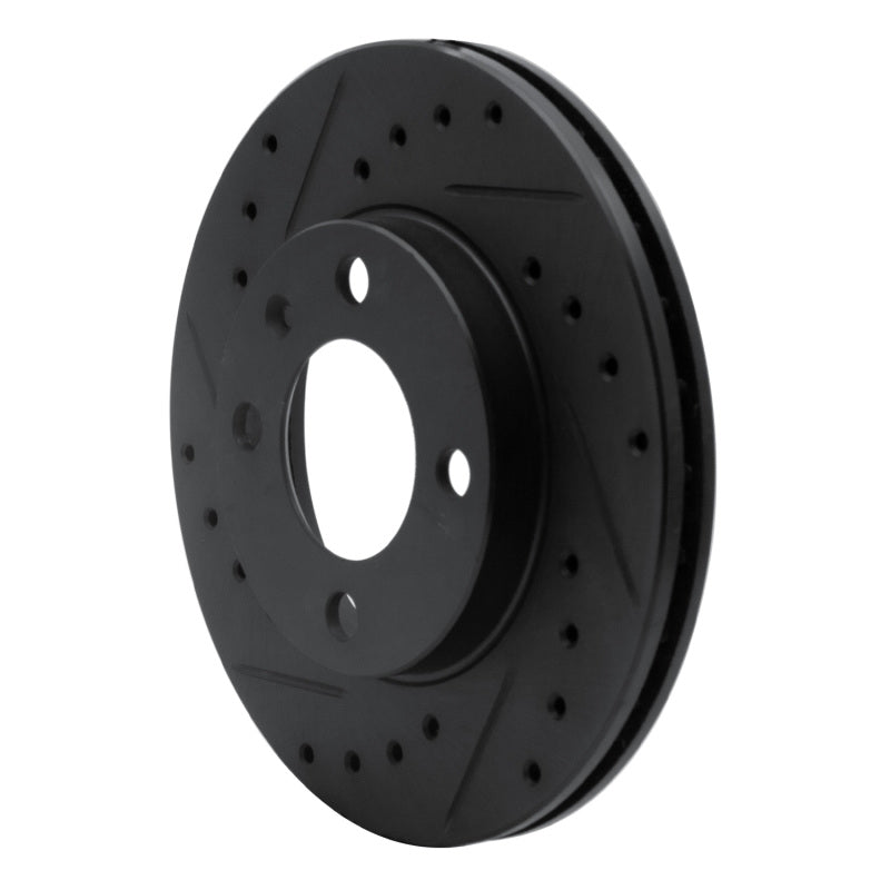 R1 80-08 Audi 4000 Front Left Drilled & Slotted Black Brake Rotor