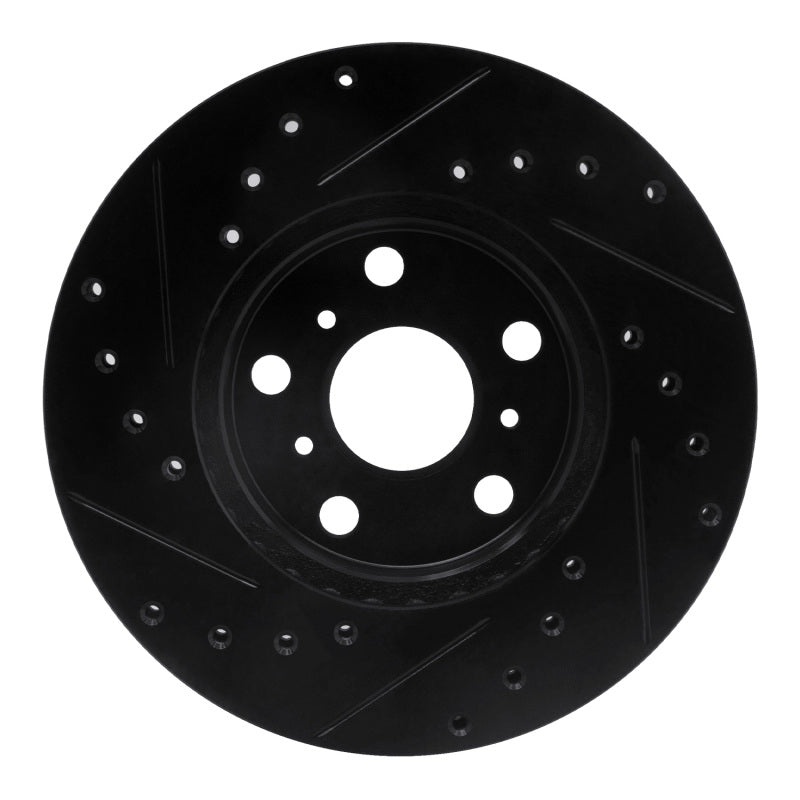 R1 87-91 Toyota Camry Front Right Drilled & Slotted Black Brake Rotor