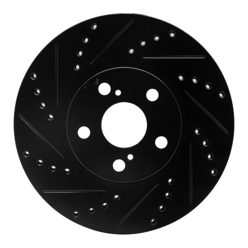 R1 00-10 Pontiac Vibe Front Left Drilled & Slotted Black Brake Rotor