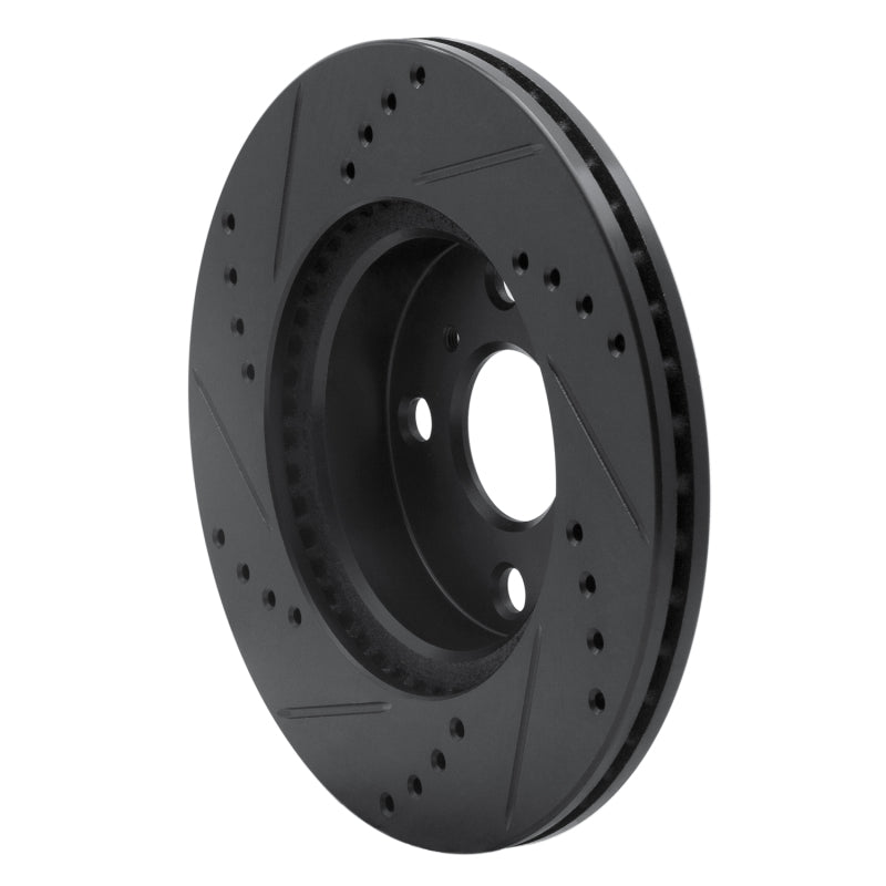 R1 12-15 Scion IQ Front Right Drilled & Slotted Black Brake Rotor