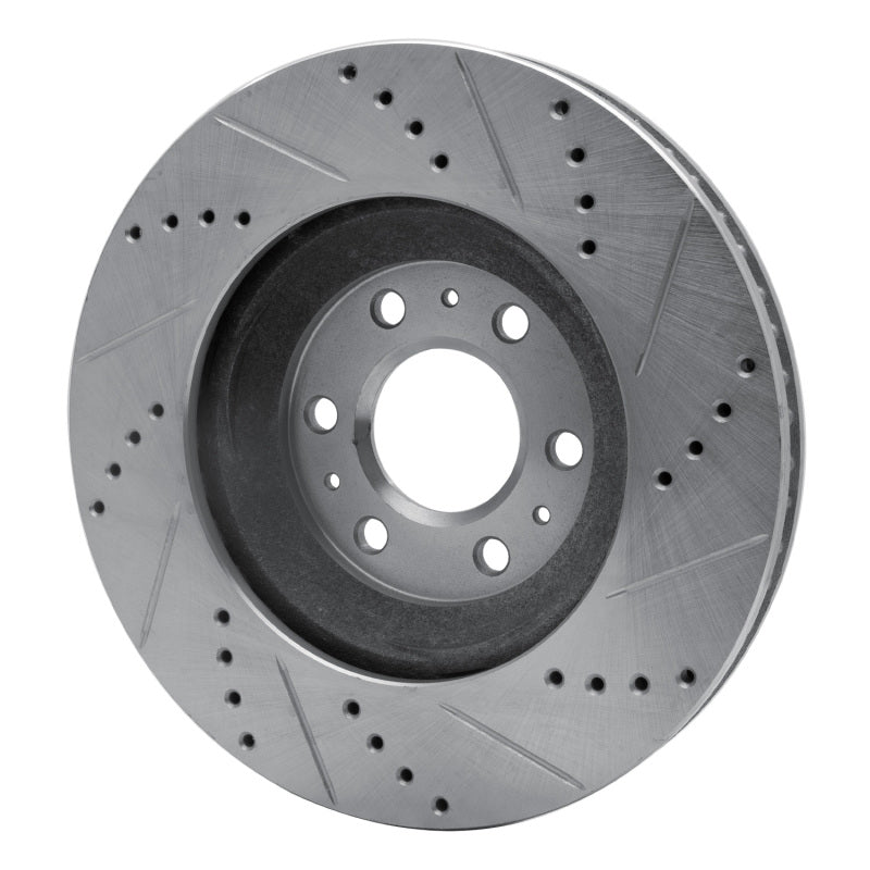 R1 04-09 Cadillac SRX Front Left Drilled & Slotted Silver Brake Rotor