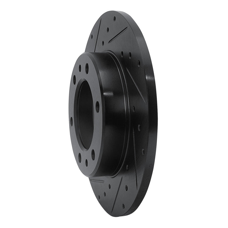 R1 81-85 Toyota Pickup Front Left Drilled & Slotted Black Brake Rotor