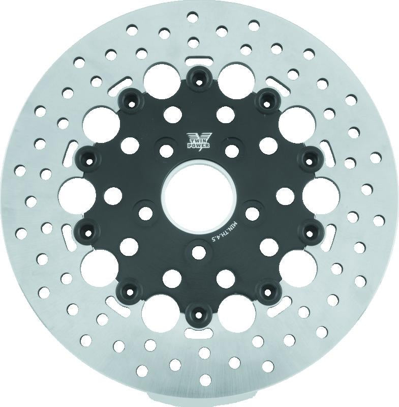 Twin Power 84-17 Big Twin Exc 08-17 FLH FLT Rear 11.5 Floating Rotor Black Hole