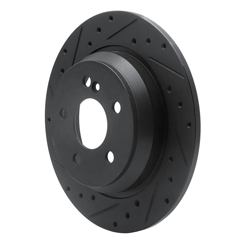 R1 03-06 Mercedes-Benz CL500 Rear Left Drilled & Slotted Black Brake Rotor