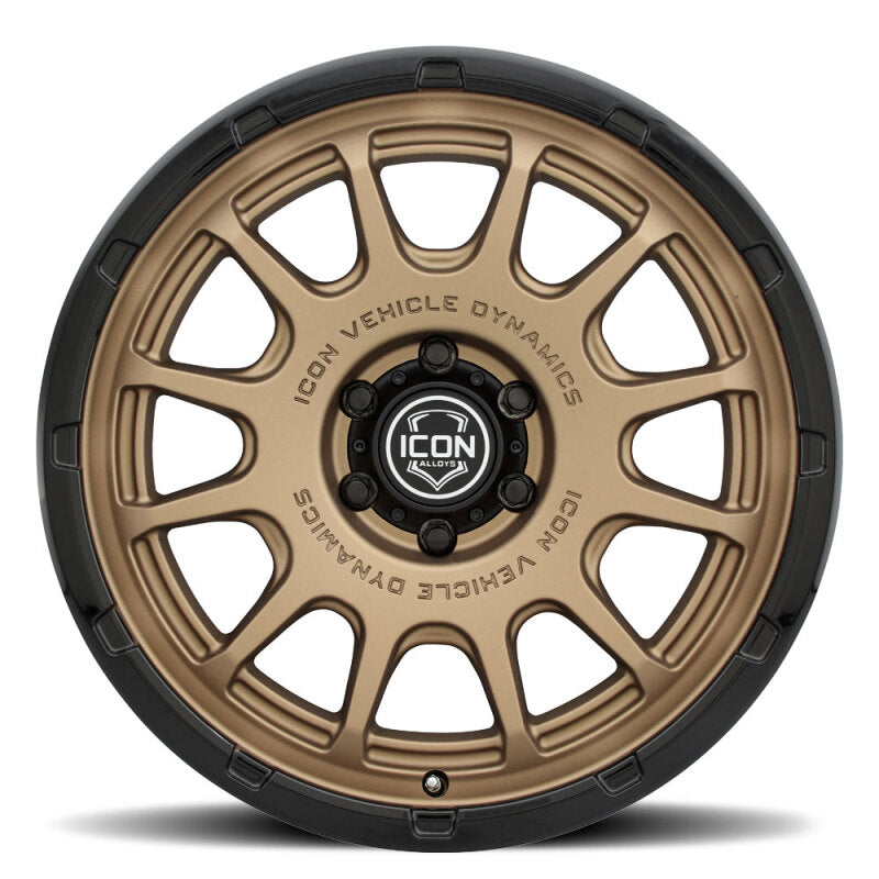 ICON Alloys Rancho 20x9 / 6x5.5 / 0mm / 5in BS Satin Bronze w/ Gloss Black Lip Wheel