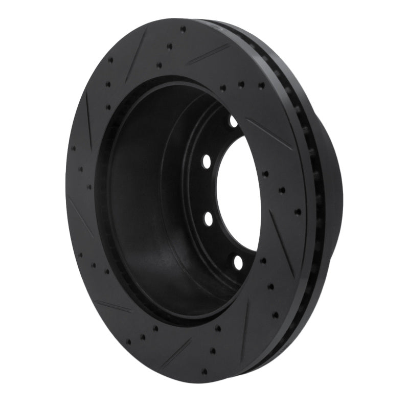 R1 11-22 Ford F-350 Super Duty 4WD Rear Right Drilled & Slotted Black Brake Rotor
