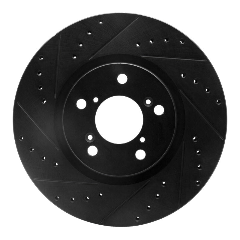 R1 06-14 Honda Ridgeline Front Left Drilled & Slotted Black Brake Rotor