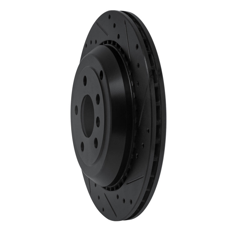 R1 06-12 Mercedes-Benz GL350 Rear Right Drilled & Slotted Black Brake Rotor