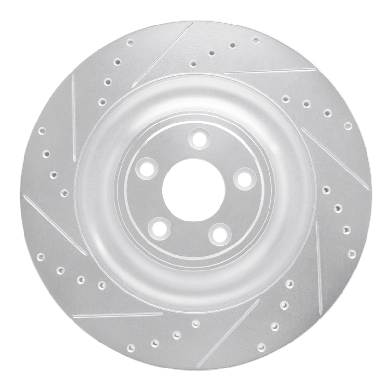 R1 10-24 Jaguar XFR Rear Left Drilled & Slotted Silver Brake Rotor