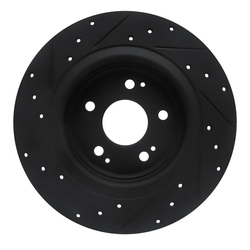 R1 17-20 Acura MDX Rear Right Drilled & Slotted Black Brake Rotor