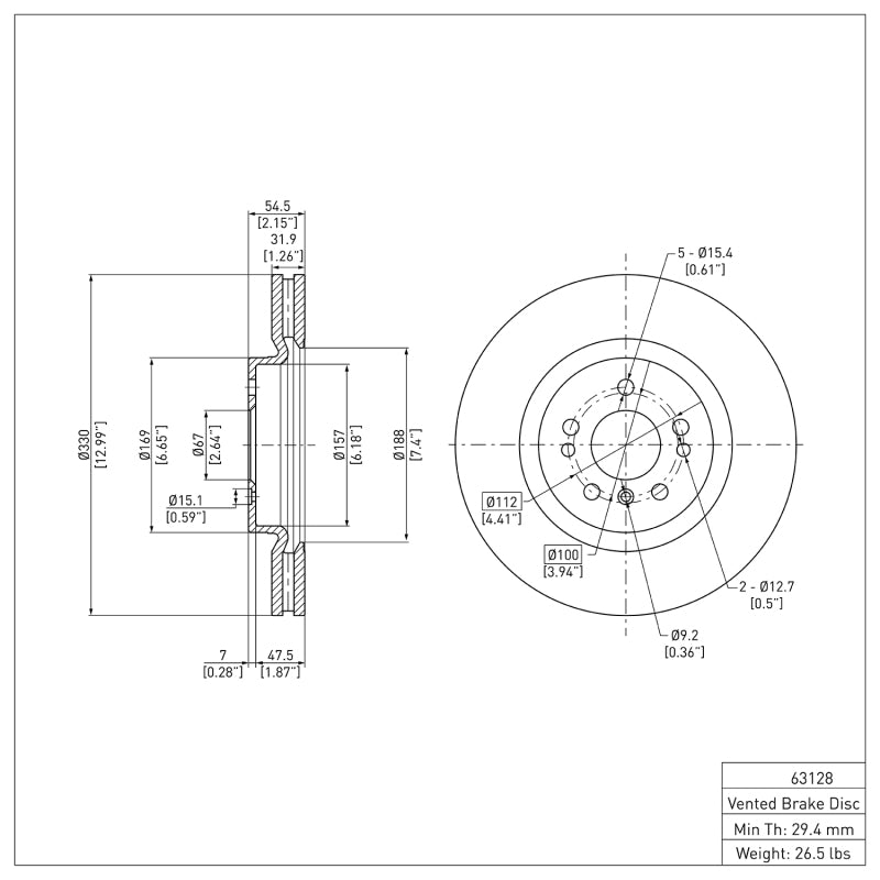 R1 06-12 Mercedes-Benz ML450 Front Brake Rotor