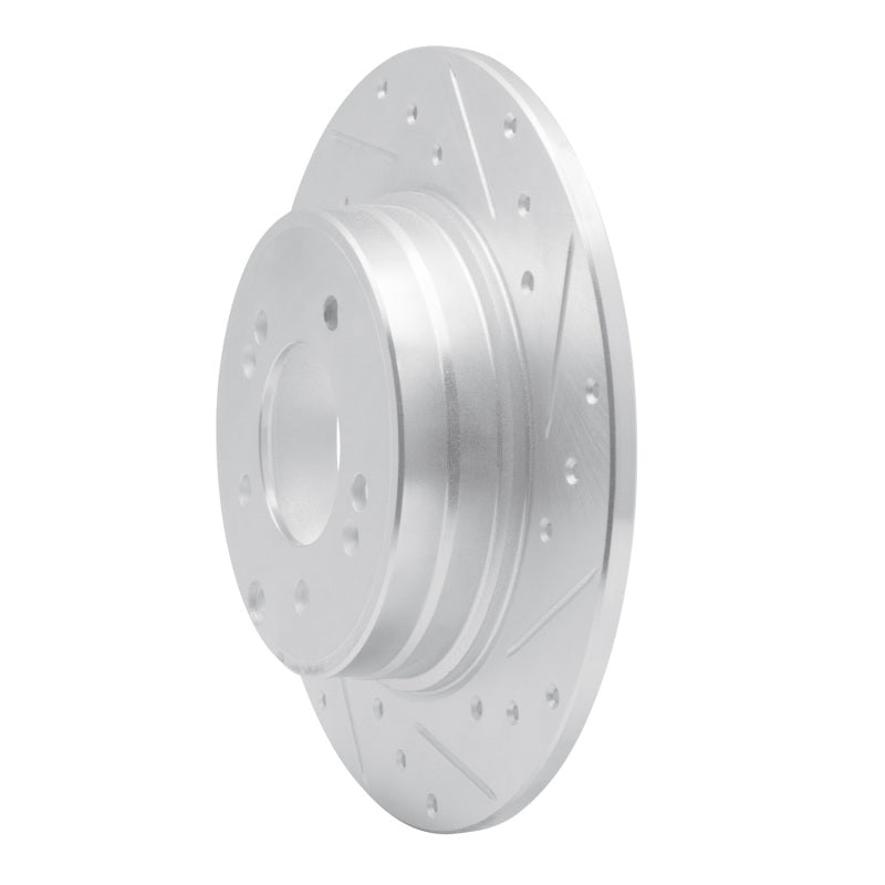 R1 17-19 Kia Cadenza Rear Right Drilled & Slotted Silver Brake Rotor