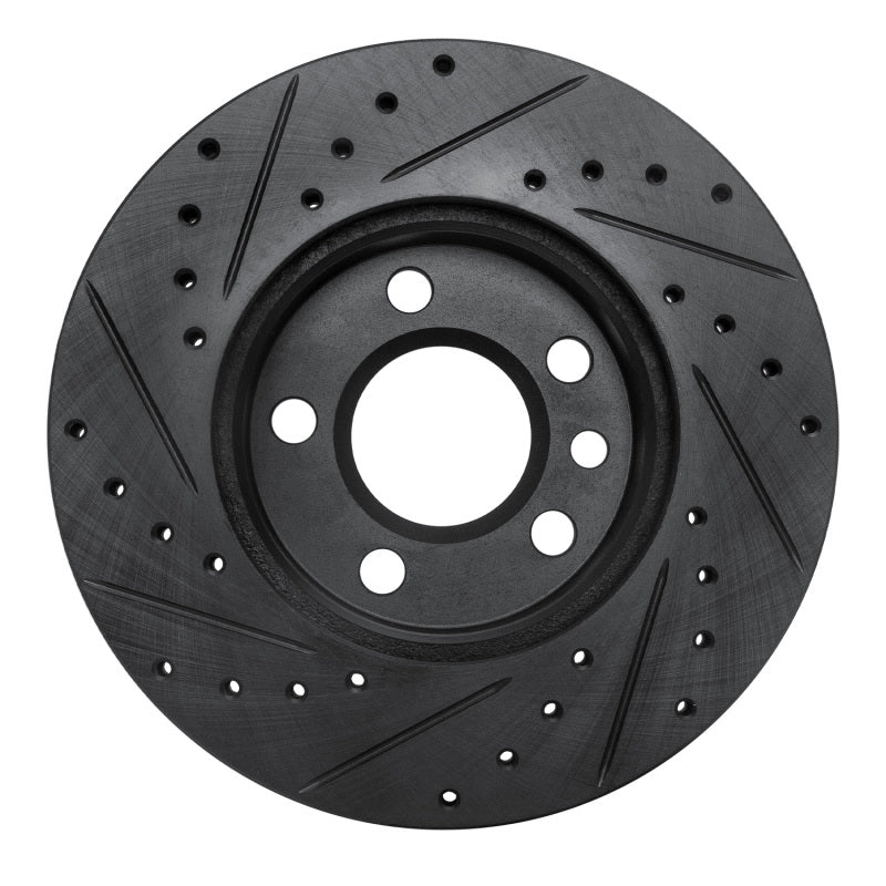 R1 96-00 Volkswagen EuroVan Front Right Drilled & Slotted Black Brake Rotor