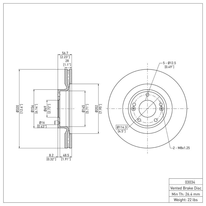 R1 10-16 Hyundai Genesis Coupe Front Brake Rotor