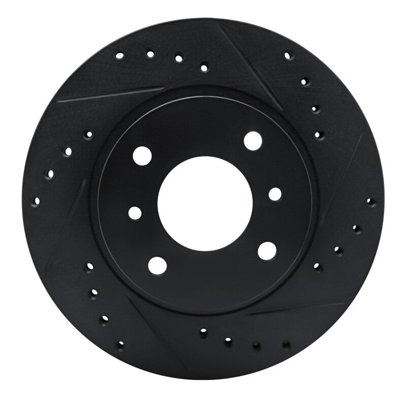 R1 90-92 Infiniti M30 Front Right Drilled & Slotted Black Brake Rotor