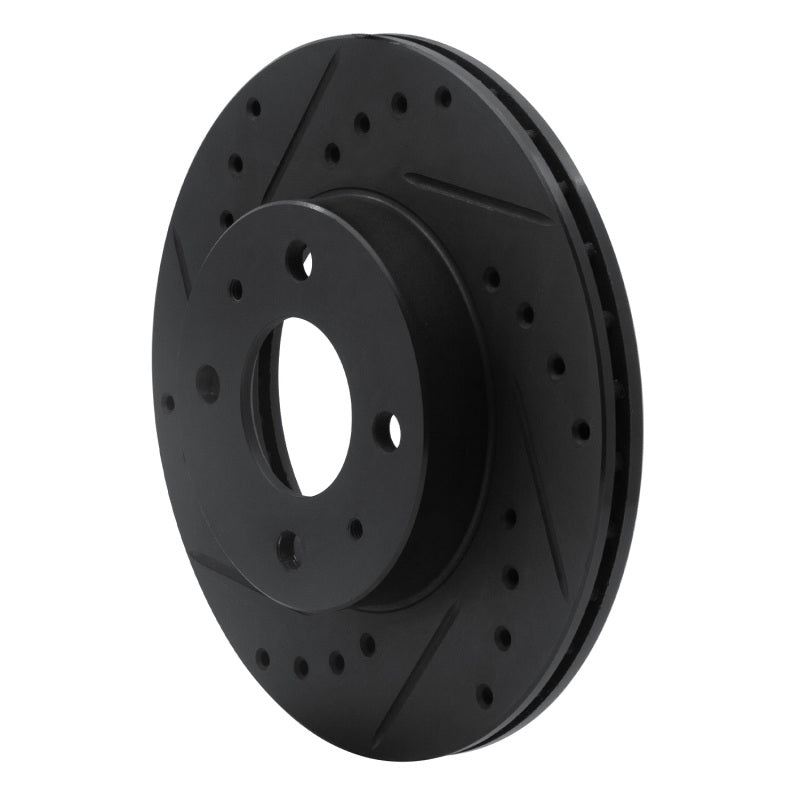 R1 88-06 Nissan NX Front Left Drilled & Slotted Black Brake Rotor