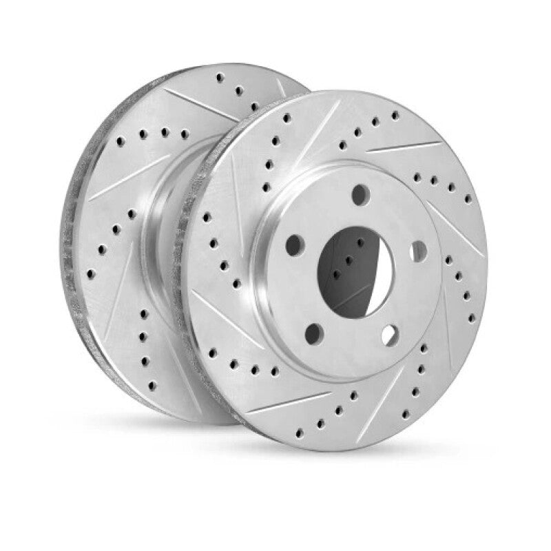 R1 08-17 Pontiac G8 Rear Left Drilled & Slotted Silver Brake Rotor