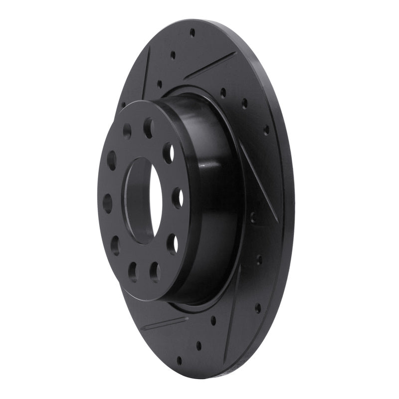 R1 05-25 Audi A3 (Mexico) Rear Left Drilled & Slotted Black Brake Rotor