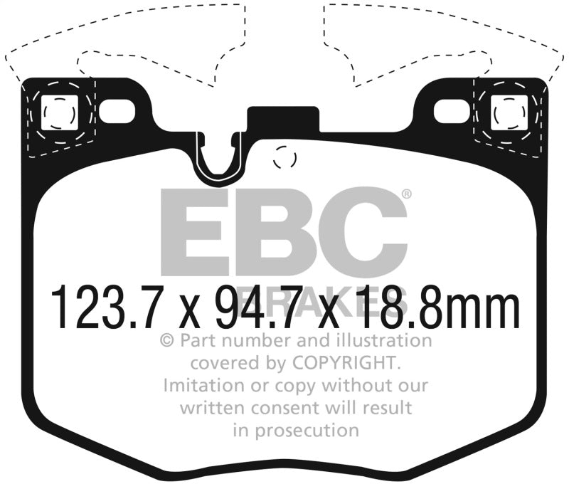 EBC Racing 2020+ Toyota GR Supra 2.0 Turbo / 2019 BMW 330 G20 2.0 Turbo RP-X Race Front Brake Pads
