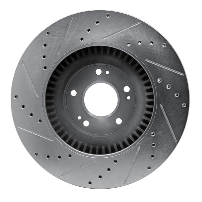 DFC 11-17 Genesis G80 Front Right Drilled & Slotted Silver Brake Rotor
