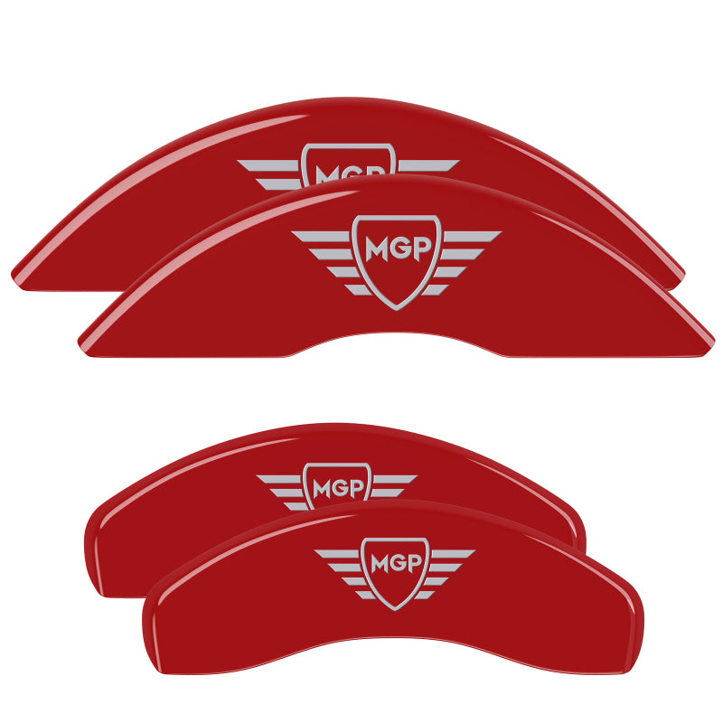 MGP 4 Caliper Covers Engraved Front & Rear MGP Red Finish Silver Characters 2016 Acura RDX