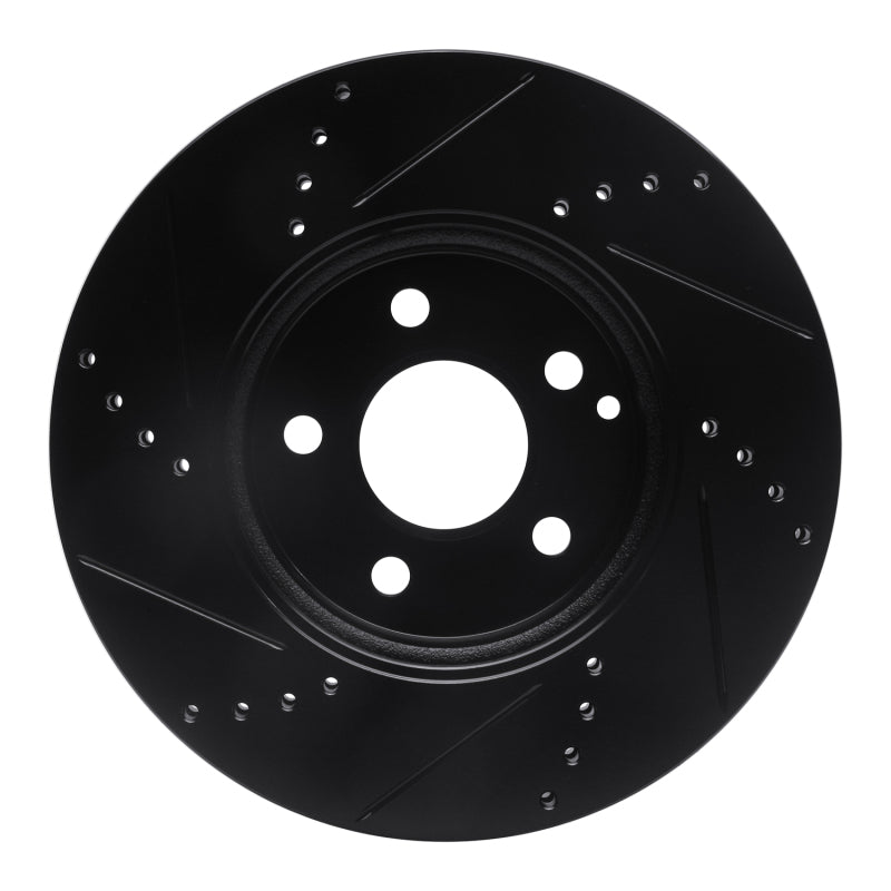 R1 03-09 Mercedes-Benz E350 Front Right Drilled & Slotted Black Brake Rotor
