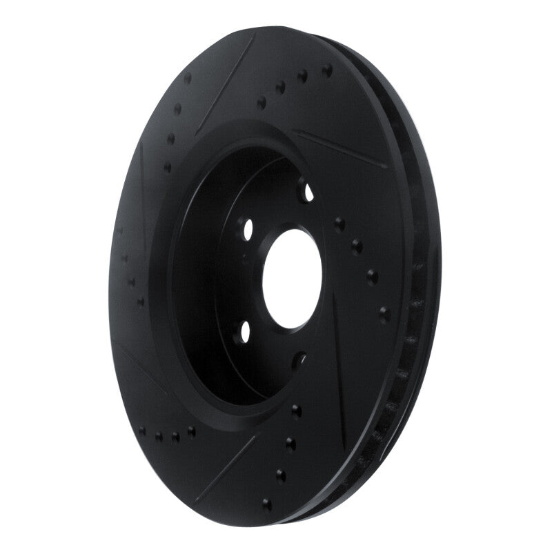R1 18-22 Toyota C-HR Front Right Drilled & Slotted Black Brake Rotor