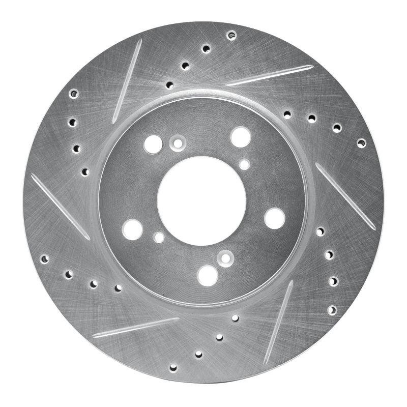 R1 05-10 Honda Odyssey Front Left Drilled & Slotted Silver Brake Rotor