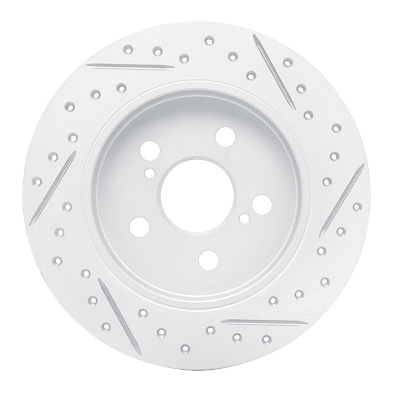 R1 09-24 Lexus CT200H Rear Left Drilled & Slotted Geo-Carbon Rotor