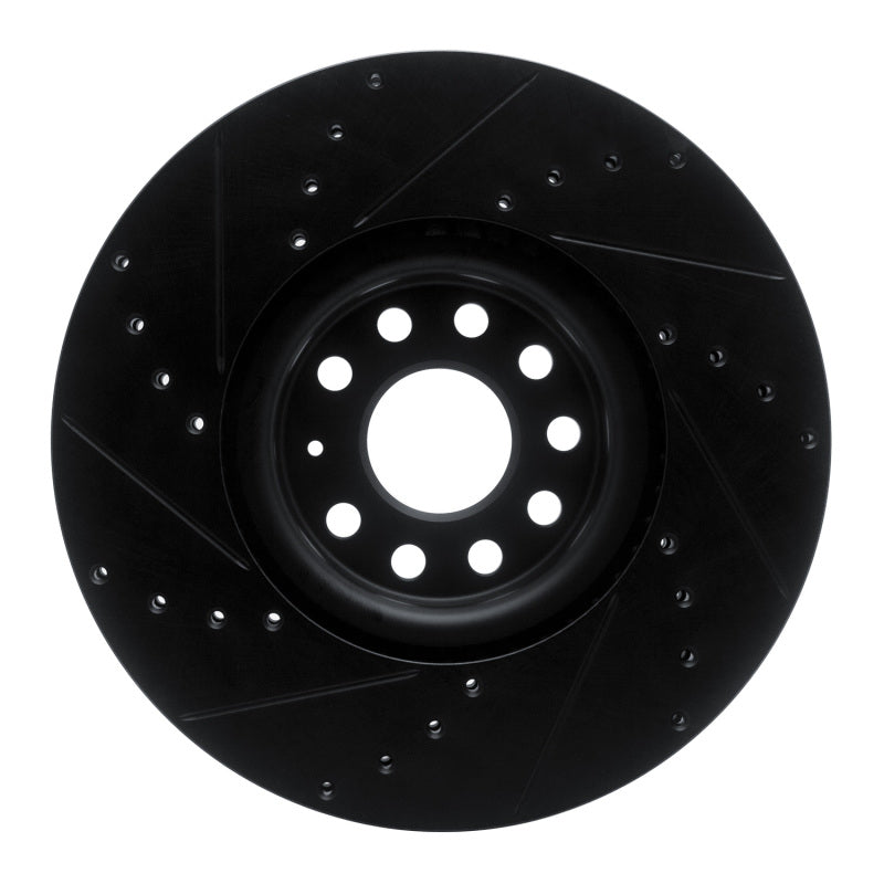R1 18-25 Volkswagen ATLAS Front Right Drilled & Slotted Black Brake Rotor