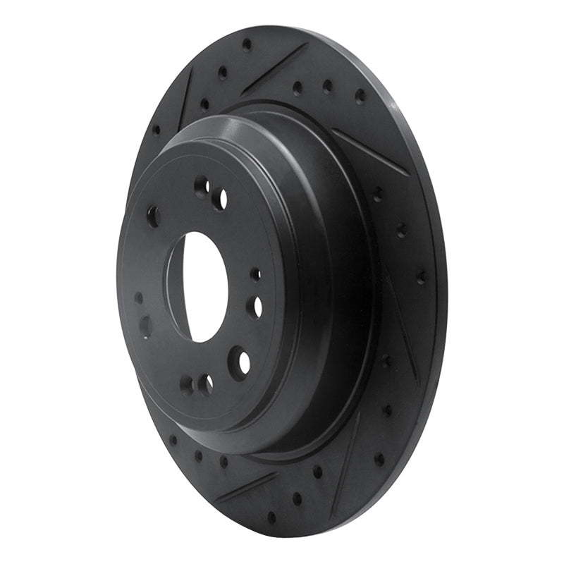 R1 10-15 Honda Crosstour Rear Left Drilled & Slotted Black Brake Rotor