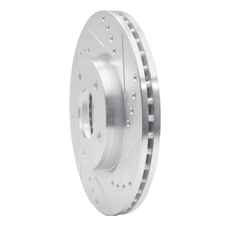 R1 13-19 Nissan SENTRA Front Right Drilled & Slotted Silver Brake Rotor