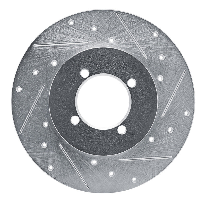 R1 77-80 Nissan 810 Front Right Drilled & Slotted Silver Brake Rotor