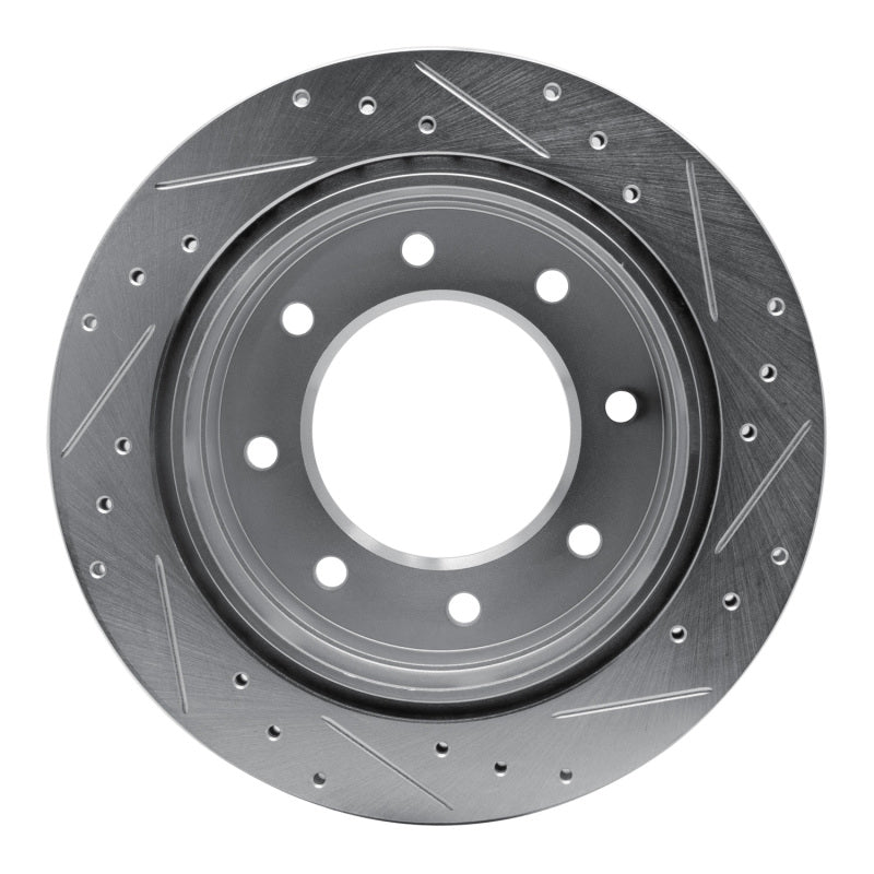 R1 00-11 Cadillac DTS Rear Left Drilled & Slotted Silver Brake Rotor