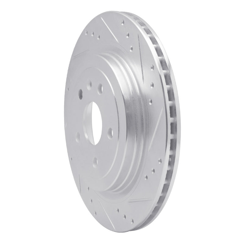 R1 08-14 Cadillac CTS Rear Right Drilled & Slotted Silver Brake Rotor