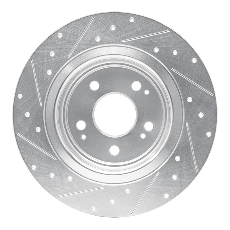 R1 17-20 Acura MDX Rear Right Drilled & Slotted Silver Brake Rotor