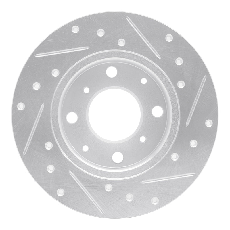 R1 84-87 Honda Civic Hatchback Front Left Drilled & Slotted Silver Brake Rotor