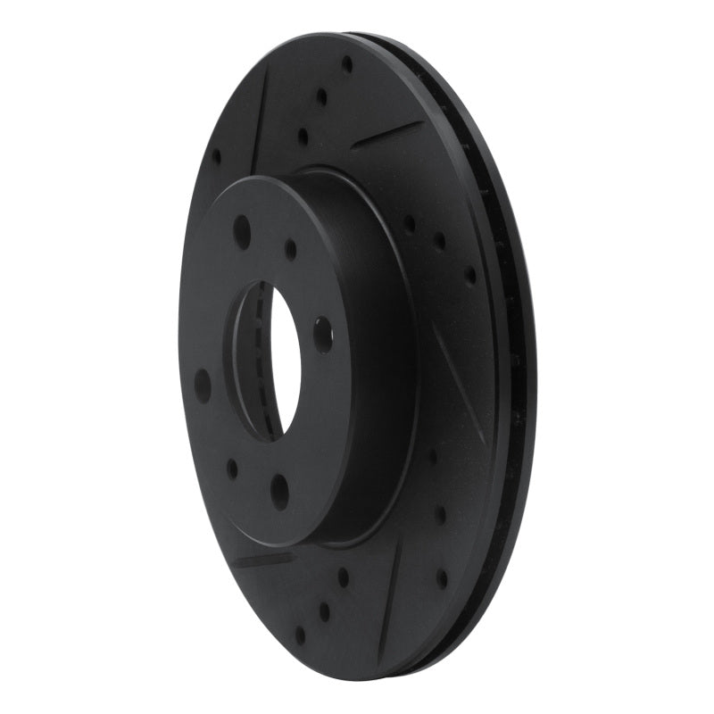 R1 95-00 Nissan 200SX Front Left Drilled & Slotted Black Brake Rotor