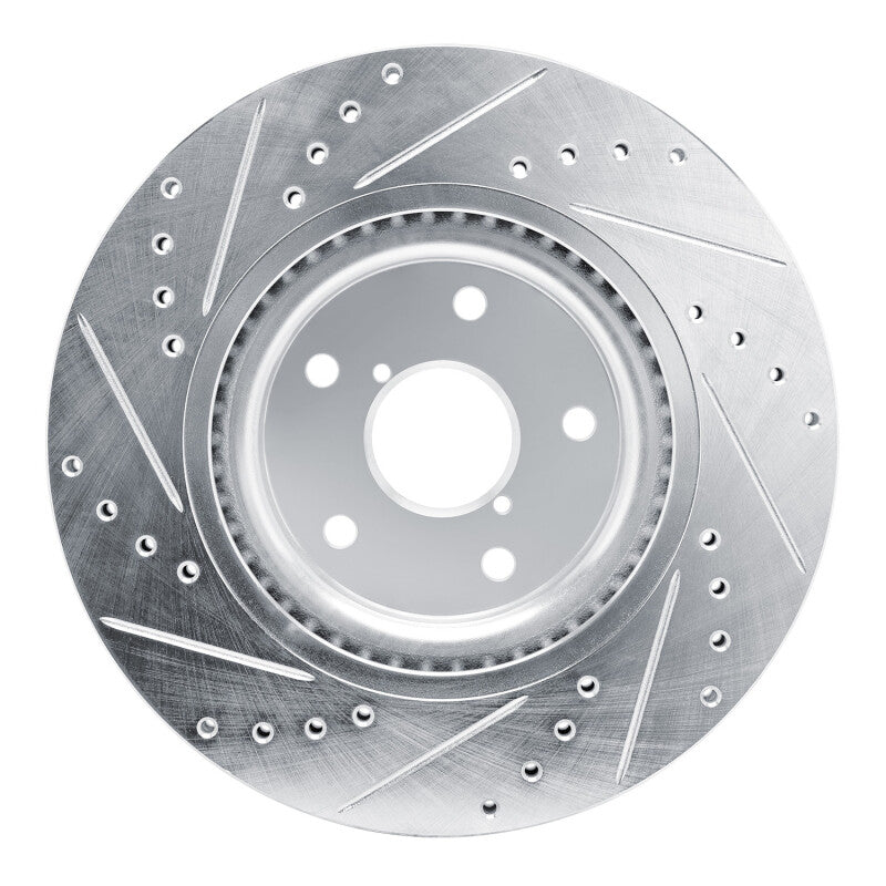 R1 2020-2025 Subaru Impreza Front Right Drilled & Slotted Silver Brake Rotor