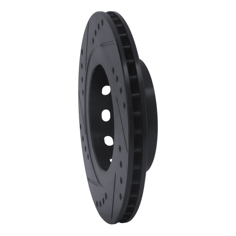R1 99-05 Audi A6 Quattro Rear Right Drilled & Slotted Black Brake Rotor