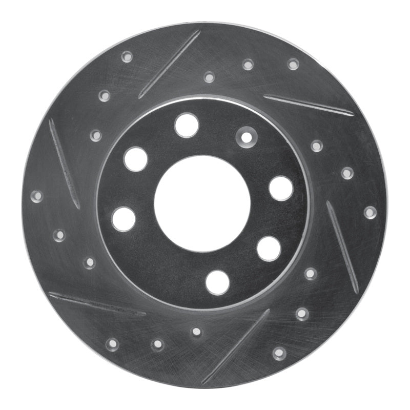 R1 88-89 Pontiac LeMans Front Left Drilled & Slotted Silver Brake Rotor