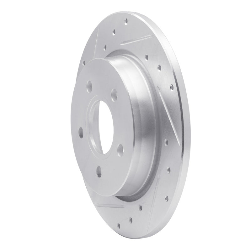R1 12-18 Ford Focus Rear Left Drilled & Slotted Silver Brake Rotor